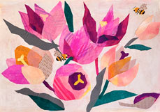 Postkarte Wilde Tulpen mit Hummeln