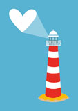 Postkarte Leuchtturm mit Herz