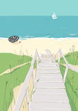 Postkarte Holztreppe zum Meer