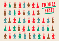Doppelkarte FROHES FEST! - Tannenbäumchen