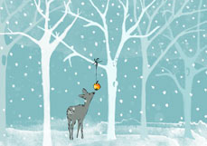 Doppelkarte Rehlein im Winterwald