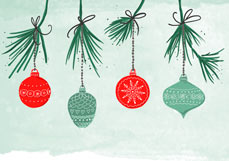 Doppelkarte Weihnachtskugeln