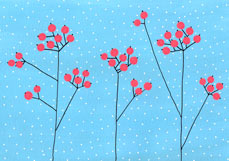 Doppelkarte Rote Beeren im Schnee