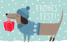 Doppelkarte FROHES FEST! Dackel