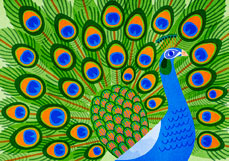 Doppelkarte Prächtiger Pfau