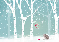 Doppelkarte Igelchen im Winterwald