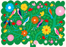 Doppelkarte Zwitschern im Baum