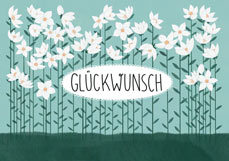 Doppelkarte GLÜCKWUNSCH - Weiße Blüten