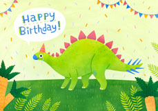 Doppelkarte Happy Birthday! - Dino