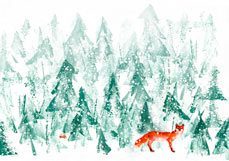 Doppelkarte Fuchs im Winterwald