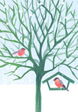 Doppelkarte Wintergäste am Futterhaus