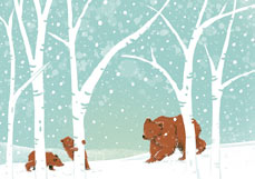 Doppelkarte Braunbären im Winterwald