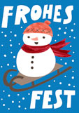 Doppelkarte FROHES FEST - Schneemann