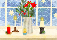 Doppelkarte Amaryllis am Fenster