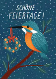 Doppelkarte SCHÖNE FEIERTAGE! - Eisvogel