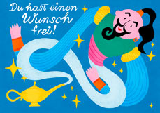 Doppelkarte Du hast einen Wunsch frei!