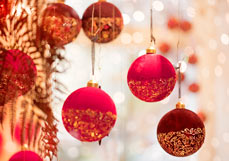 Postkarte Samtige Weihnachtskugeln