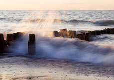 Postkarte Abendleuchten an der Buhne