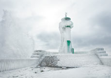 Postkarte Wintermärchen am Leuchtturm II