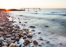 Postkarte Abend am alten Badesteg