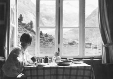 Postkarte Erst Frühstück, dann Gipfel