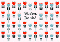 Postkarte Vielen Dank! - Blumenmuster