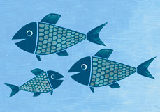 Postkarte family fish