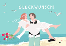 Postkarte GLÜCKWUNSCH! - Strandhochzeit