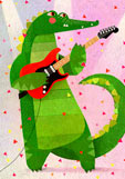 Postkarte Krokodil spielt E-Gitarre