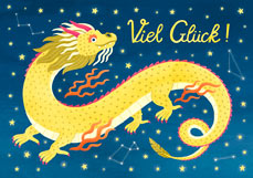 Postkarte Viel Glück! - Drache