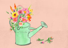 Postkarte Blumenkanne