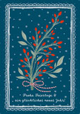 Postkarte Weihnachten & Neujahr - Hagebutten