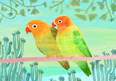 Postkarte Die Unzertrennlichen