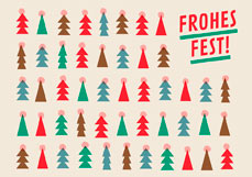 Postkarte FROHES FEST! - Tannenbäumchen