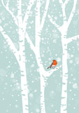 Postkarte Rotkehlchen im Winterwald