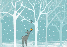 Postkarte Rehlein im Winterwald