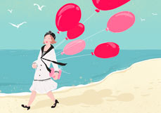 Postkarte Ballons im Seewind