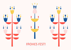 Postkarte FROHES FEST! - Ornamente