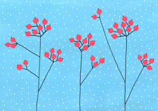 Postkarte Rote Beeren im Schnee