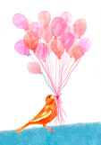 Postkarte balloon birdy
