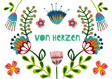 Postkarte Von HeRZen - Blumenornament