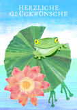 Postkarte HERZLICHE GLÜCKWÜNSCHE - Frosch