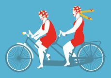Postkarte Tour auf dem Tandem