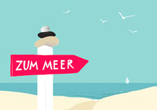 Postkarte ZUM MEER - Wegweiser