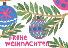 Postkarte FROHE WEIHNACHTEN Kugeln