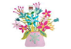 Postkarte Strauß in rosa Vase