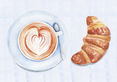 Postkarte Französisches Frühstück