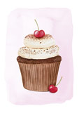 Postkarte Cupcake mit Kirsche