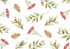 Postkarte Beeren und Kiefernzweige