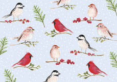 Postkarte Wintervögel